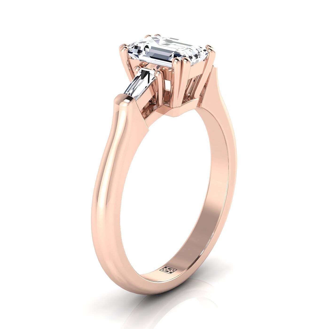 Select Three Stone Cut styling on The Lily emerald engagement ring setting | RockHer