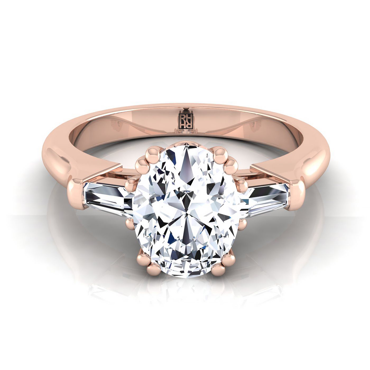 The Lily Select Three Stone Engagement Ring with Lab Diamond in 14K Rose Gold - view 1