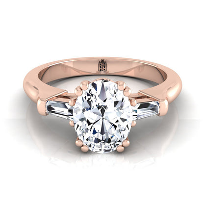 The Lily Select Three Stone Engagement Ring with Lab Diamond in 14K Rose Gold - view 1