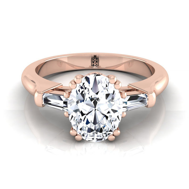 The Lily Select Three Stone Engagement Ring with Lab Diamond in 14K Rose Gold - view 1