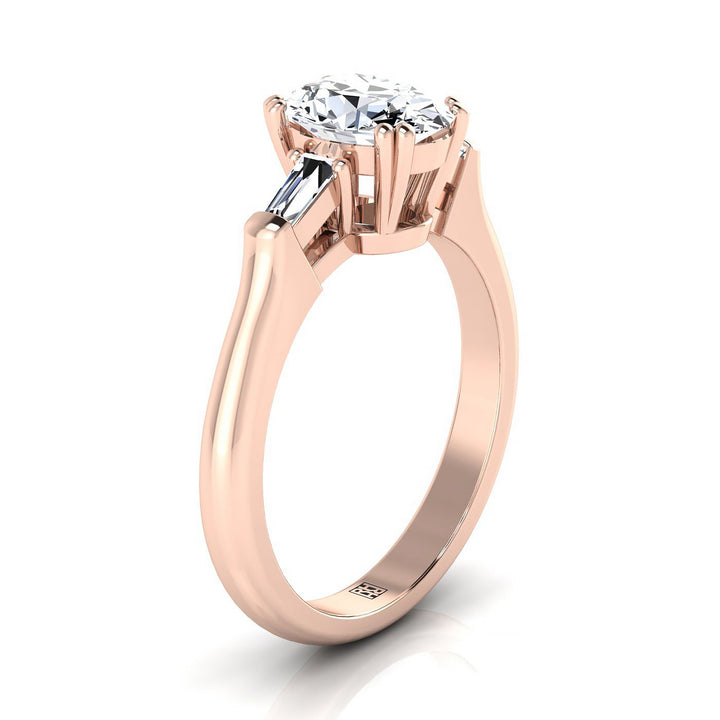 The Lily Select Three Stone Engagement Ring with Lab Diamond in 14K Rose Gold - view 2