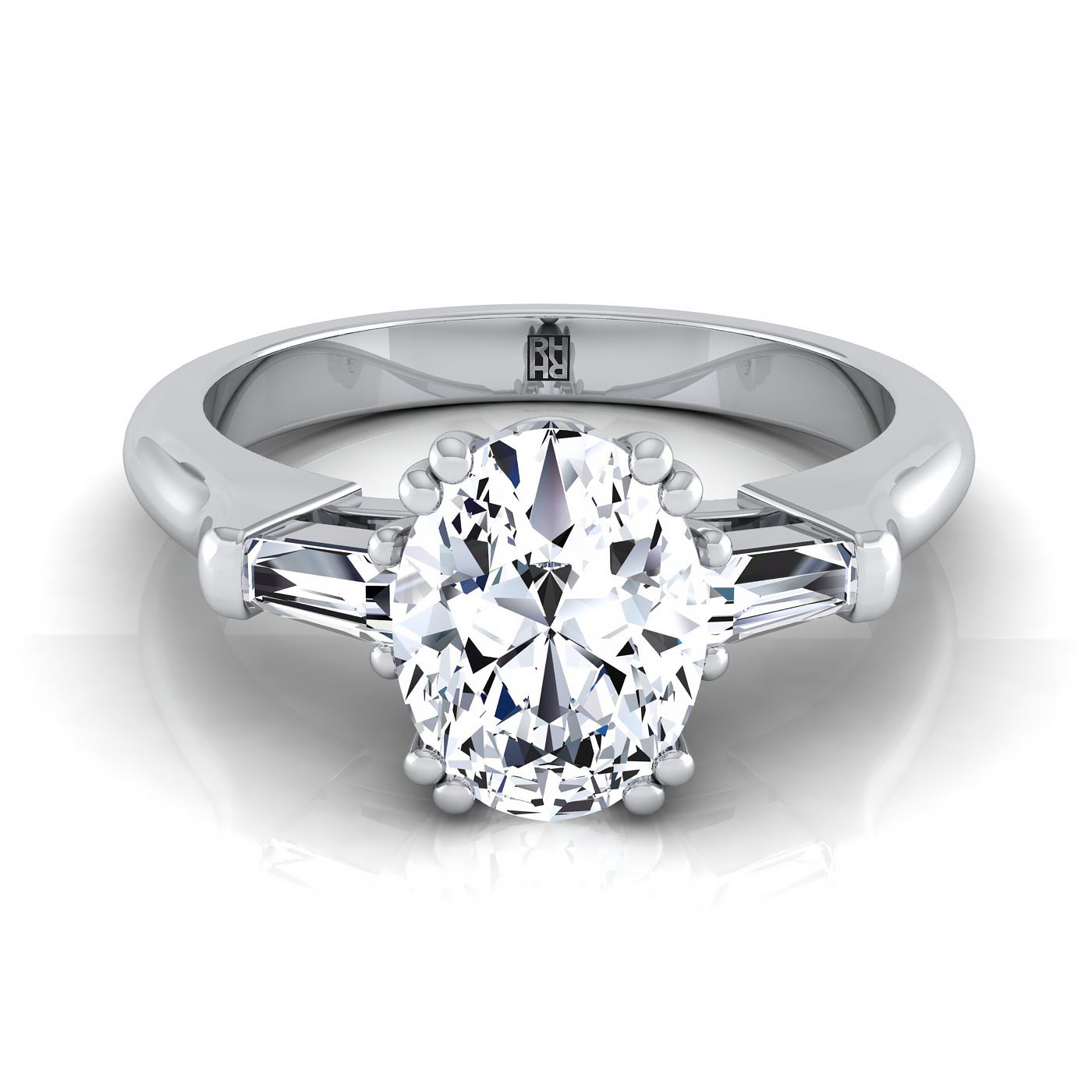 The Lily Select Three Stone Engagement Ring with Lab Diamond in 18K White Gold - view 1