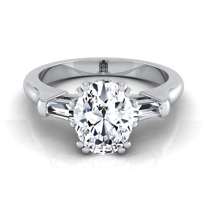 The Lily Select Three Stone Engagement Ring with Lab Diamond in 18K White Gold - view 1