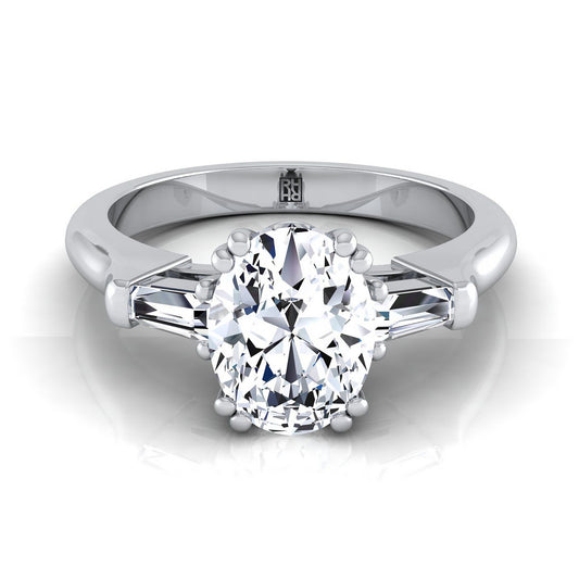 The Lily Select Three Stone Engagement Ring with Lab Diamond in 18K White Gold - view 1