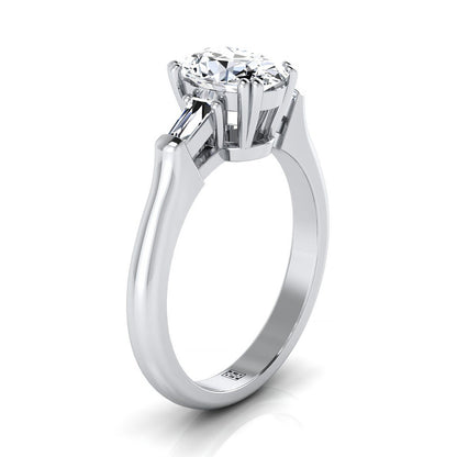 The Lily Select Three Stone Engagement Ring with Lab Diamond in 18K White Gold - view 2