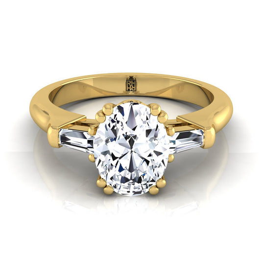 The Lily Select Three Stone Engagement Ring with Lab Diamond in 18K Yellow Gold - view 1