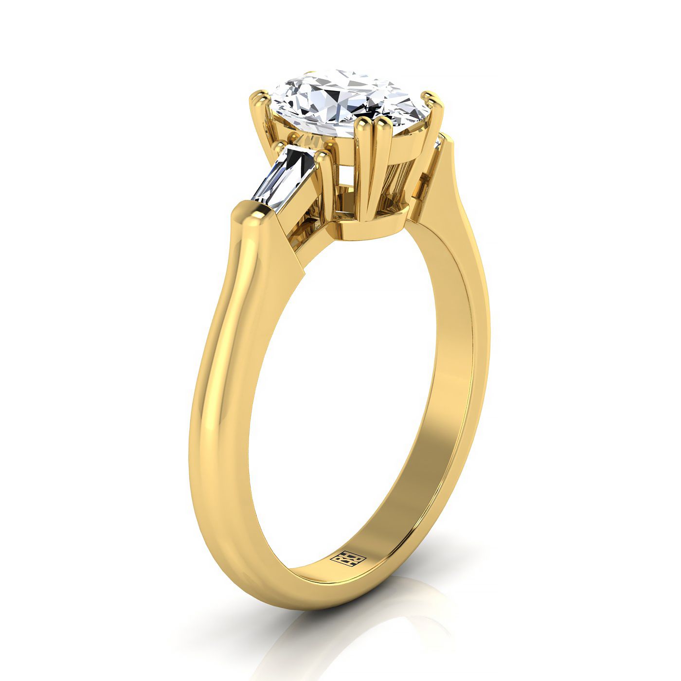 The Lily Select Three Stone Engagement Ring with Lab Diamond in 18K Yellow Gold - view 2