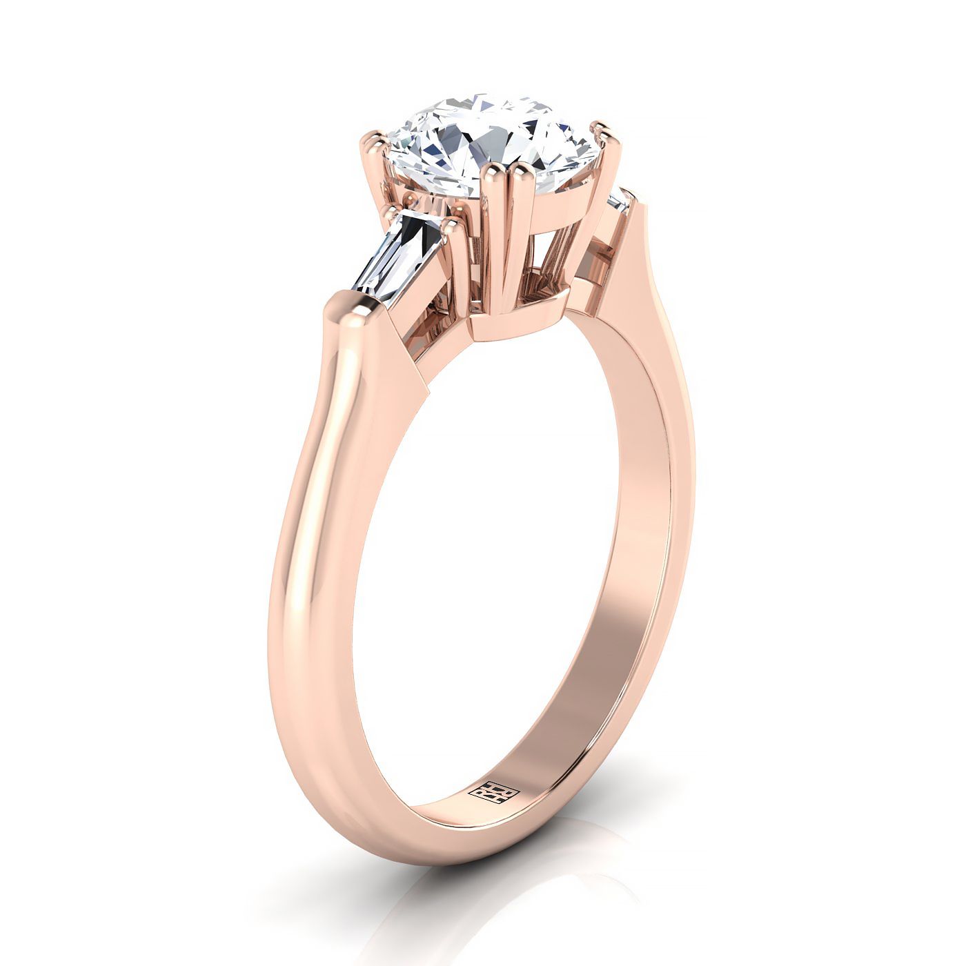 The Lily Select Three Stone Engagement Ring with Lab Diamond in 14K Rose Gold - view 2