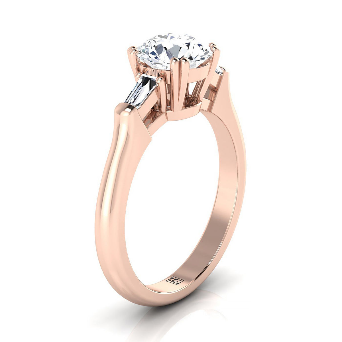 Select Three Stone styling on The Lily round engagement ring setting | RockHer