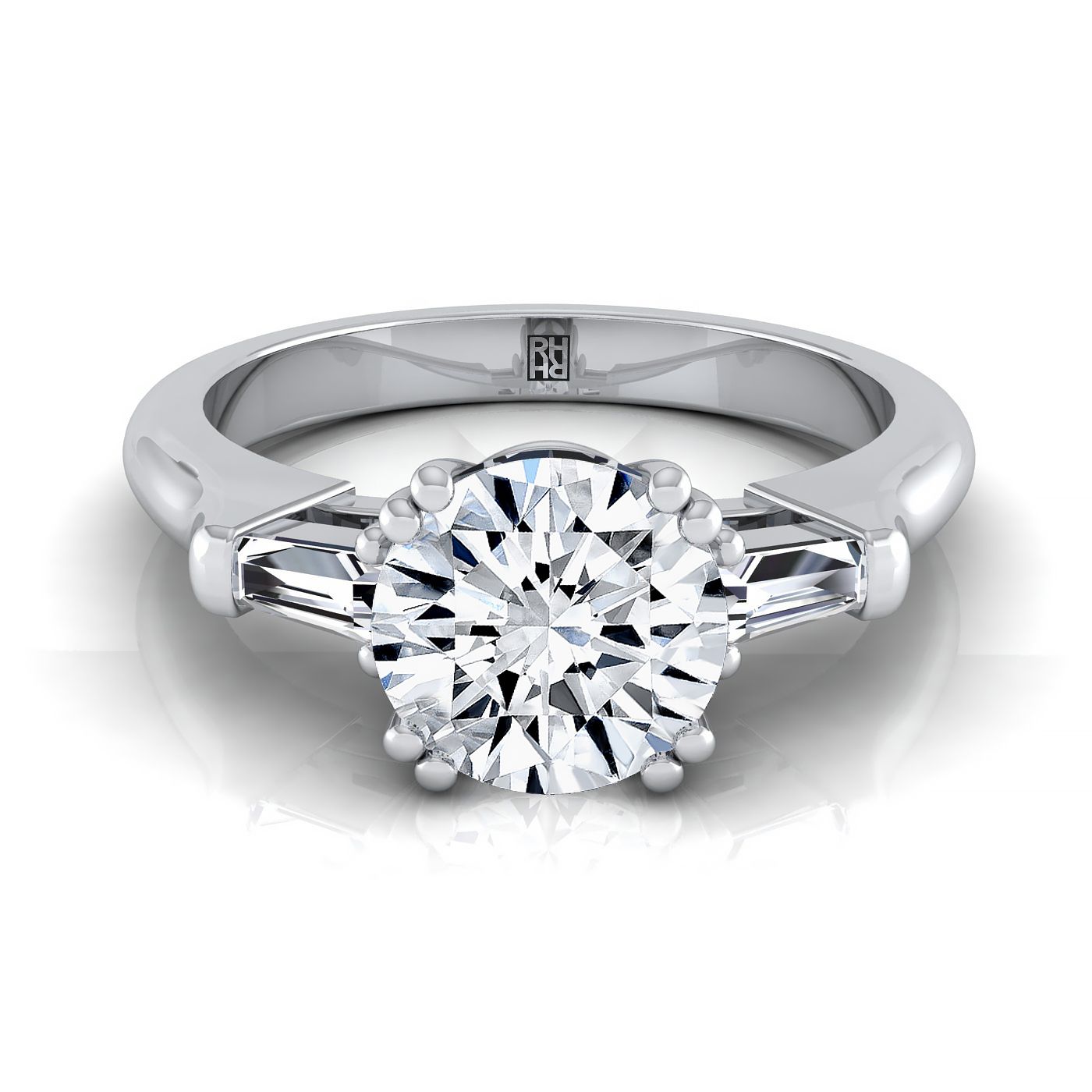 The Lily Select Three Stone Engagement Ring with Lab Diamond in Platinum - view 1