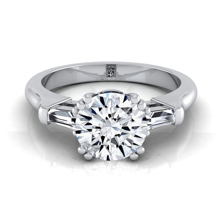 The Lily Select Three Stone Round Lab Diamond Engagement Ring in Platinum