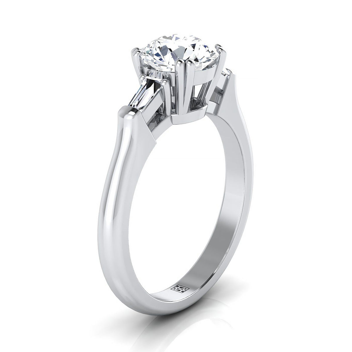 Select Three Stone styling on The Lily round engagement ring setting | RockHer