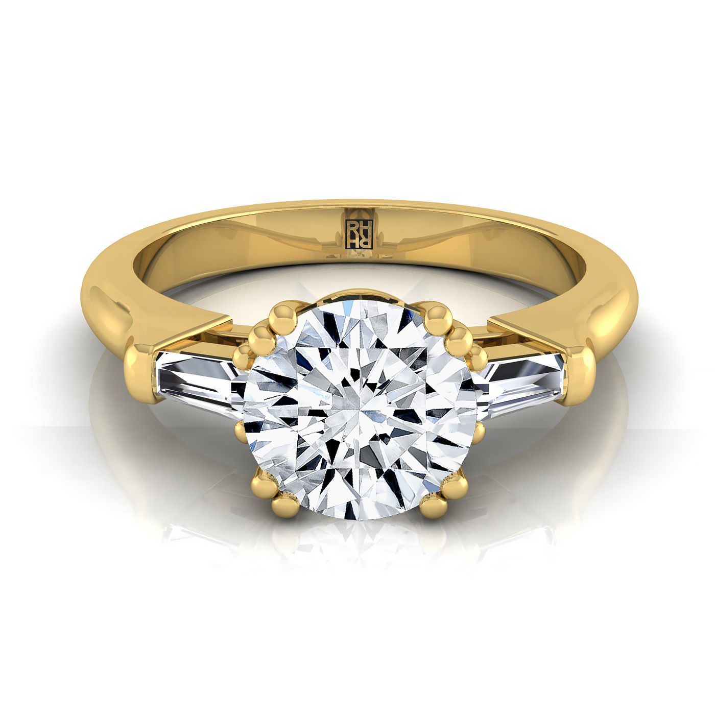 The Lily Select Three Stone Engagement Ring with Lab Diamond in 18K Yellow Gold - view 1