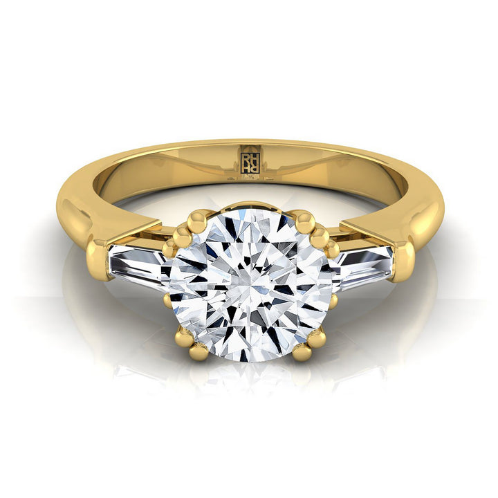 The Lily Select Three Stone Engagement Ring with Lab Diamond in 18K Yellow Gold - view 1