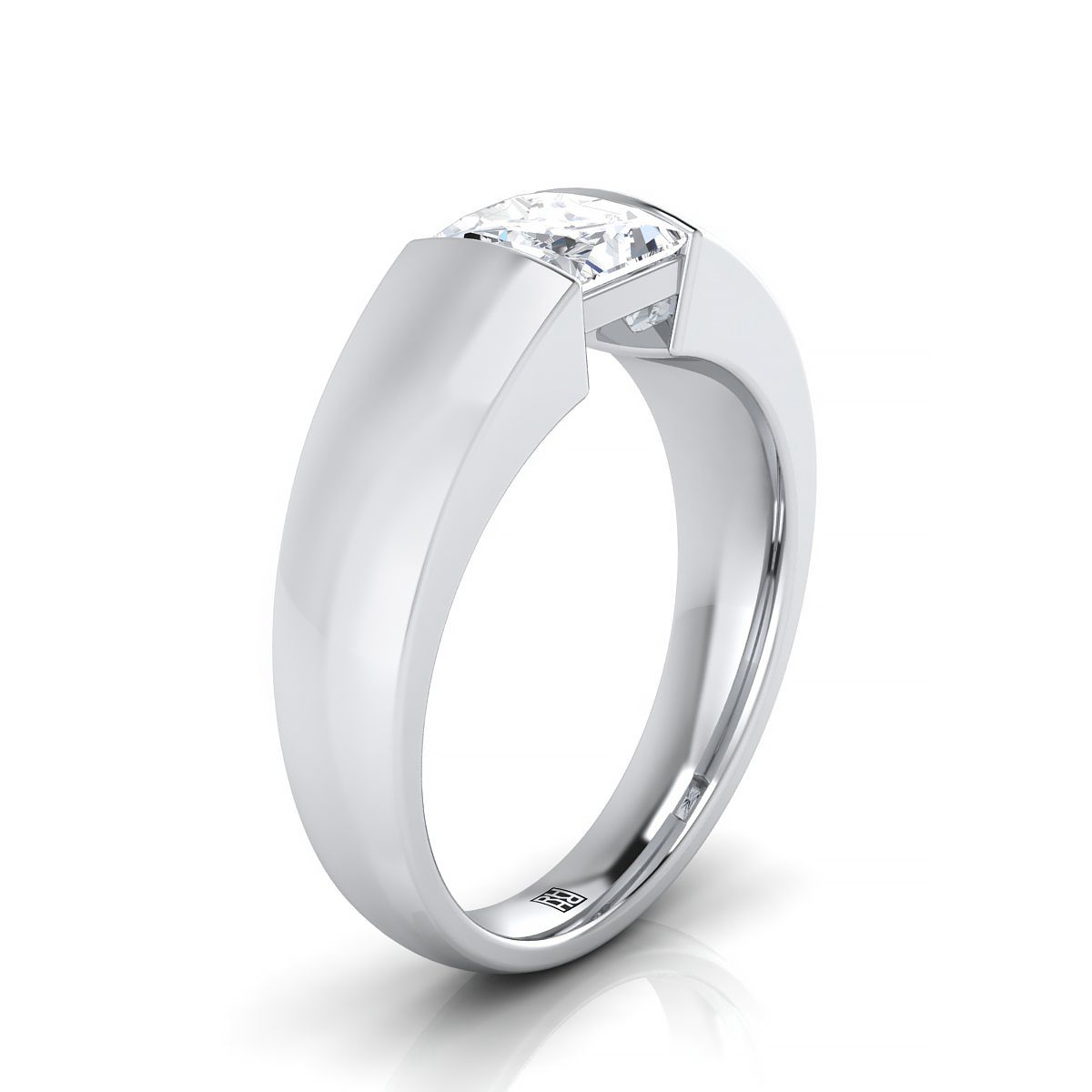 Select Cigar Band Solitaire styling on The Lola princess engagement ring setting | RockHer