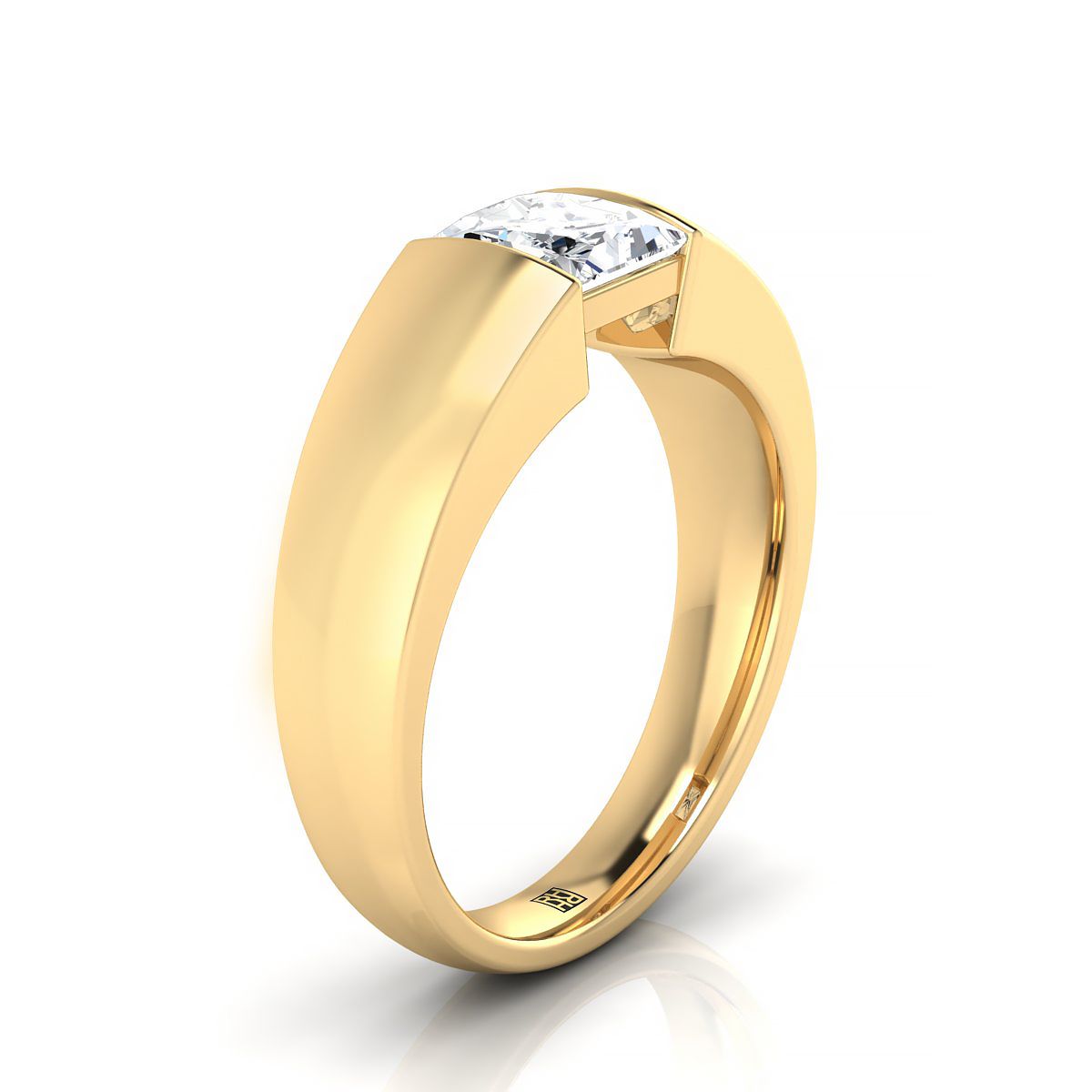 Select Cigar Band Solitaire styling on The Lola princess engagement ring setting | RockHer