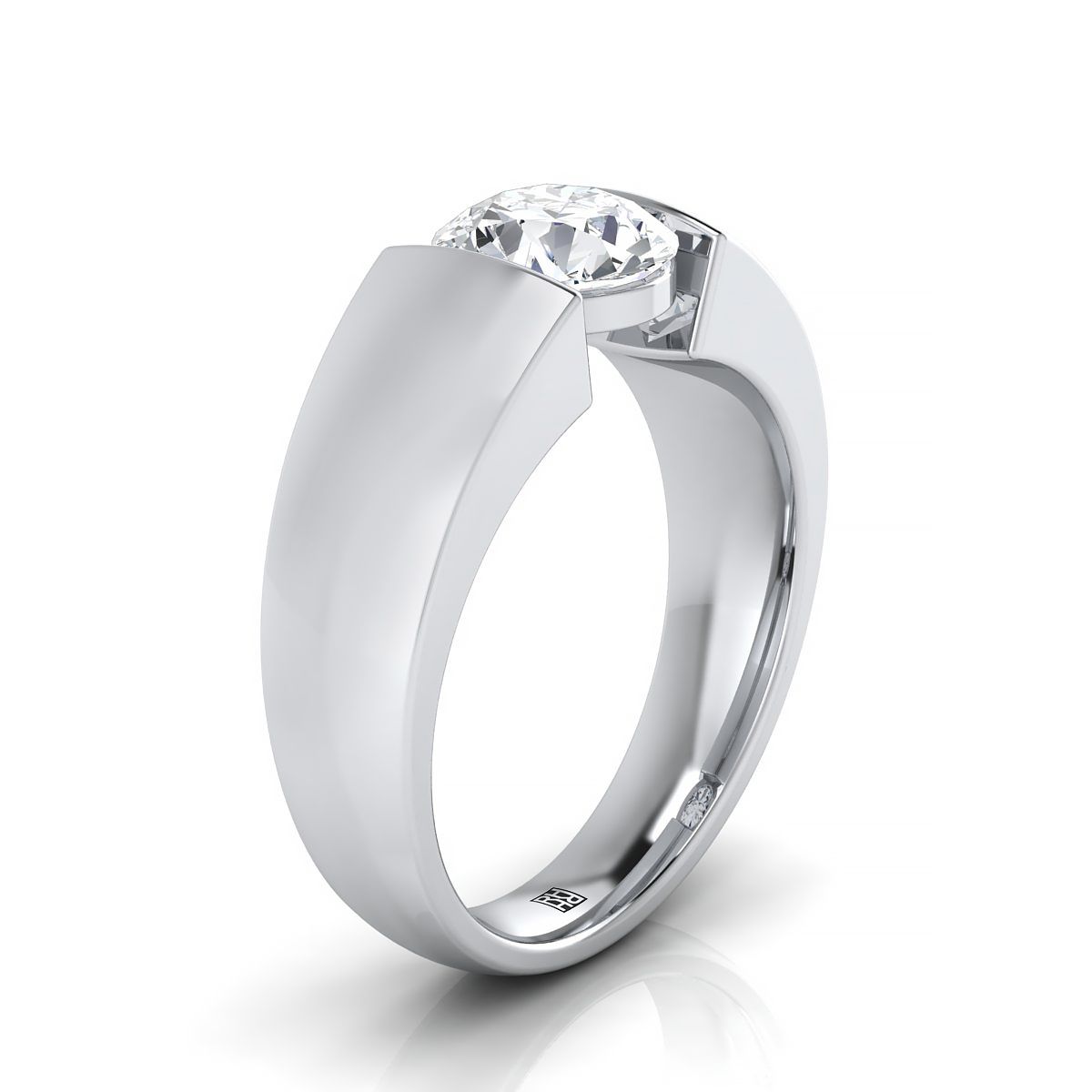 Select Cigar Band Solitaire styling on The Lola round engagement ring setting | RockHer