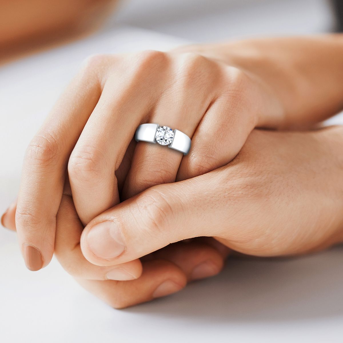 The Lola engagement ring setting in Platinum, select cigar band solitaire design | RockHer