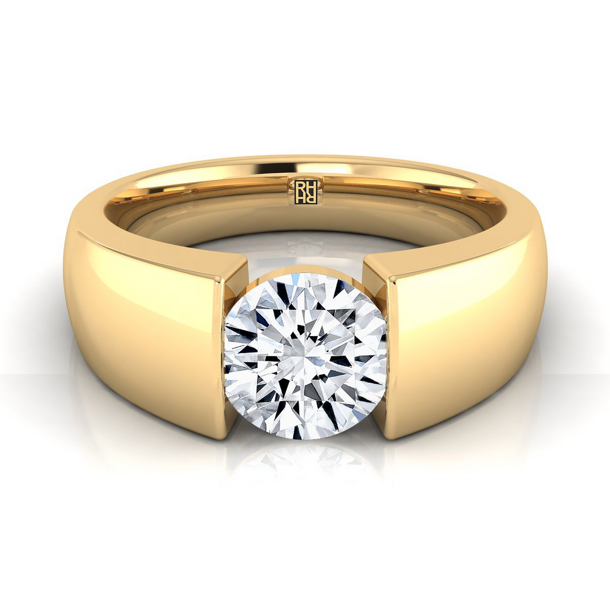 The Lola round engagement ring setting in 18K Yellow Gold | RockHer