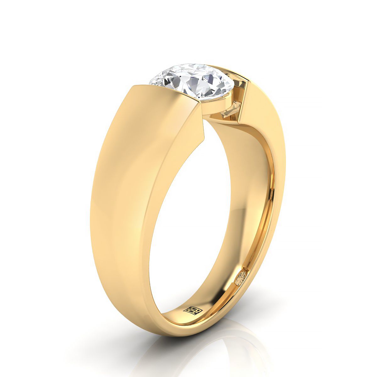 Select Cigar Band Solitaire styling on The Lola round engagement ring setting | RockHer