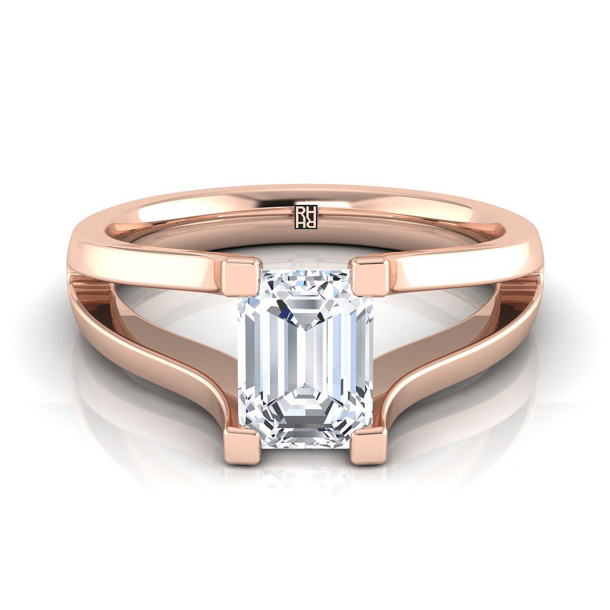 The Lorelei emerald engagement ring setting in 14K Rose Gold | RockHer