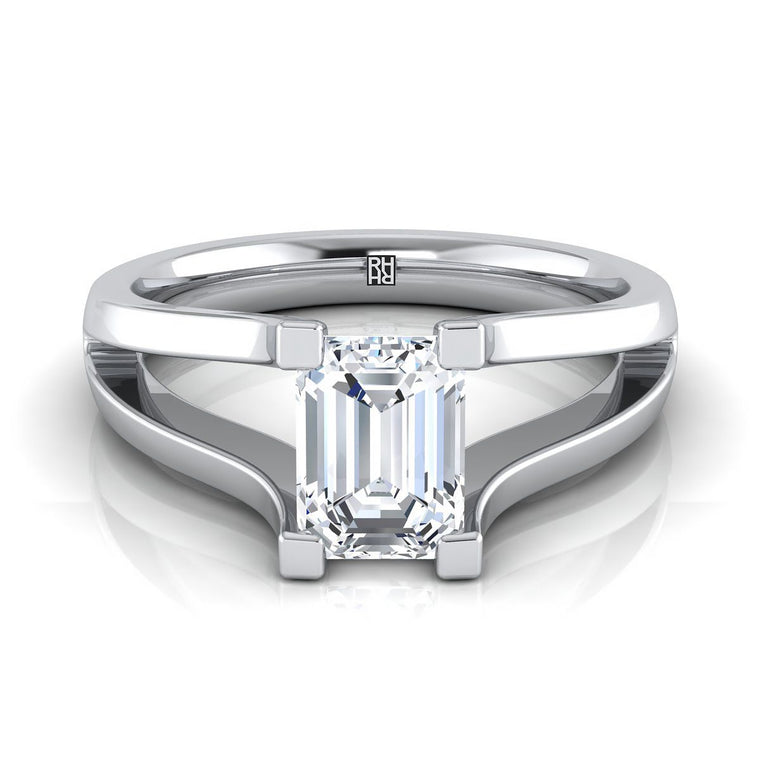 The Lorelei Select Solitaire Emerald Cut Lab Diamond Engagement Ring in Platinum