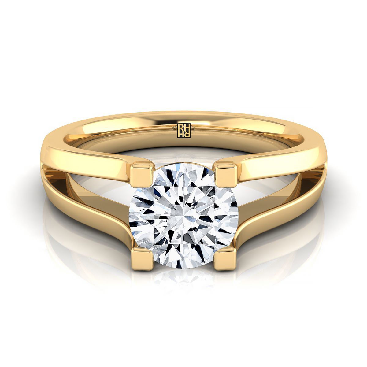The Lorelei round engagement ring setting in 18K Yellow Gold | RockHer