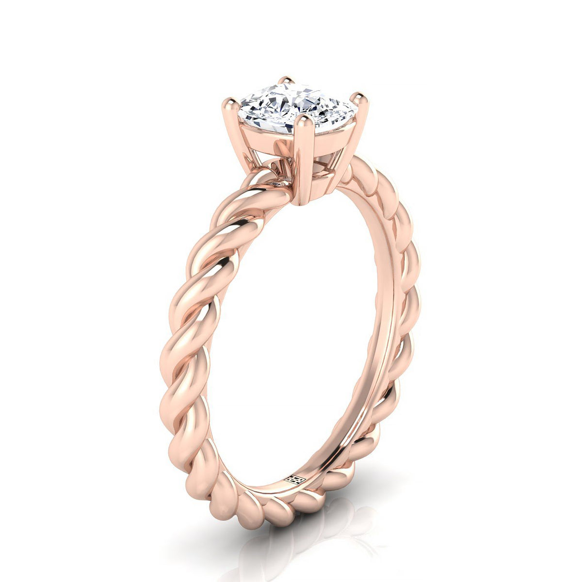 Select Twisted Rope Solitaire Cut styling on The Maggie cushion engagement ring setting | RockHer