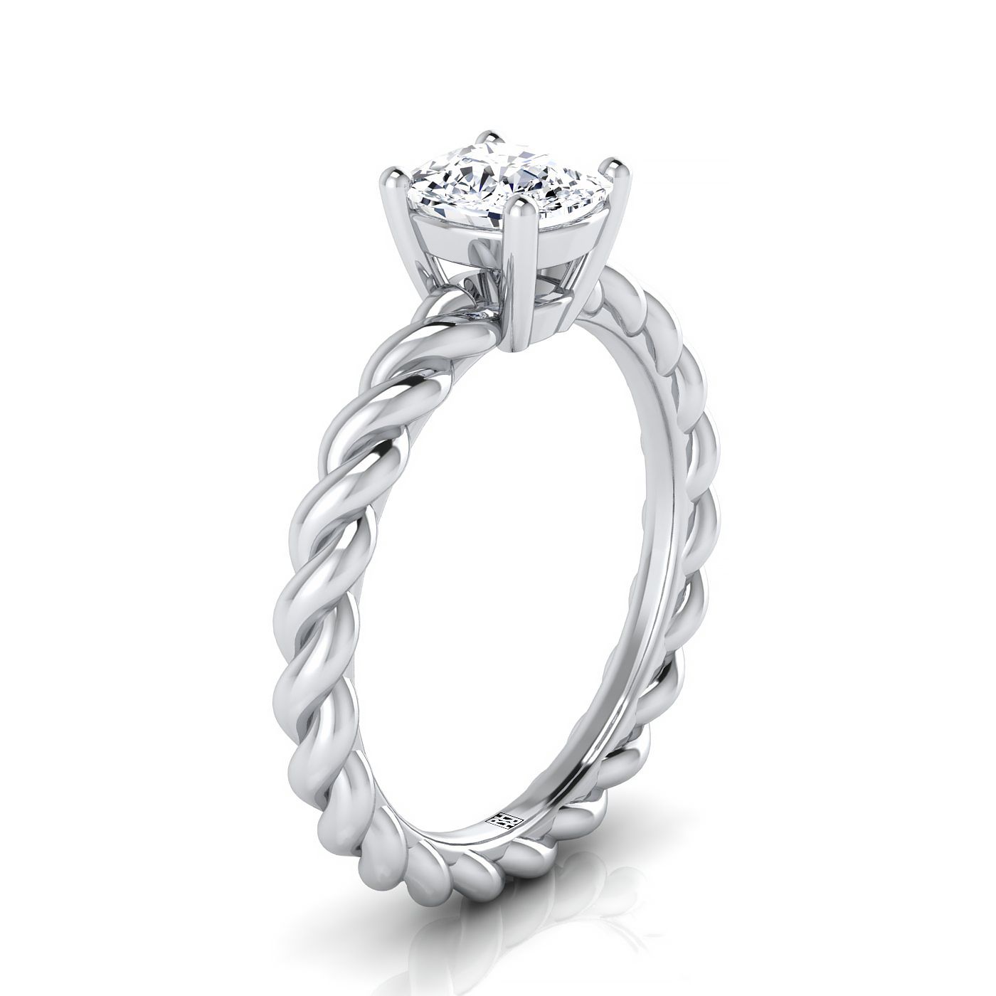 Select Twisted Rope Solitaire Cut styling on The Maggie cushion engagement ring setting | RockHer