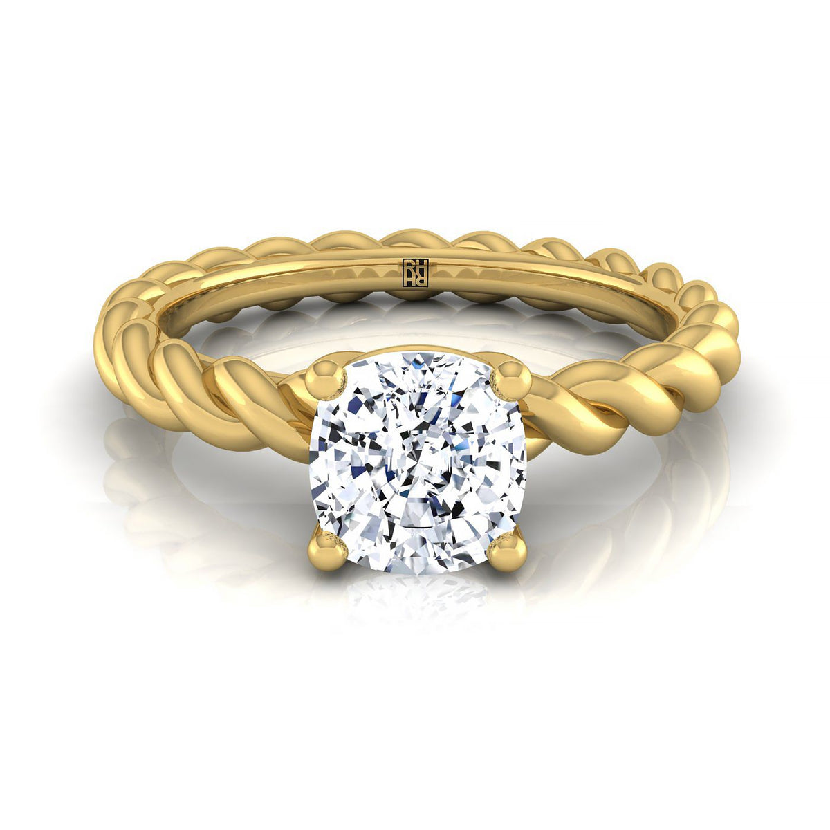 The Maggie cushion engagement ring setting in 18K Yellow Gold | RockHer
