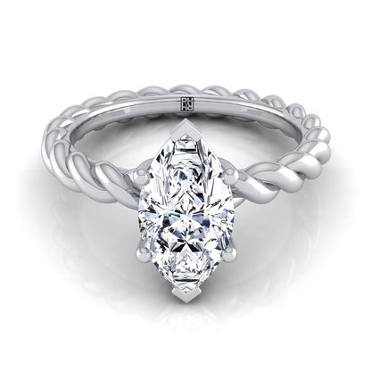 Twisted Rope Braid Solitaire Marquise, in 18K White Gold | RockHer