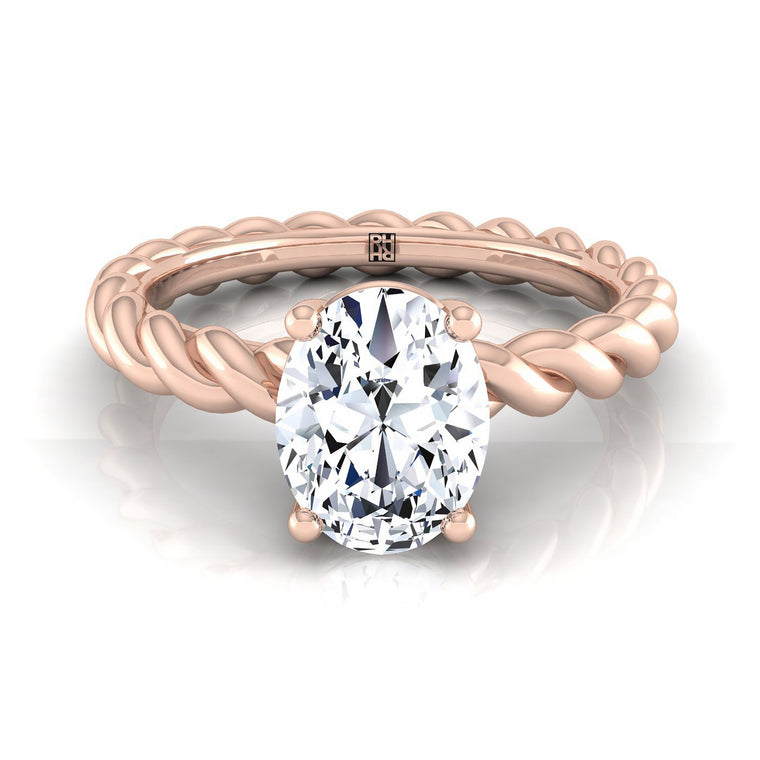 The Maggie Select Twisted Rope Solitaire Oval Lab Diamond Engagement Ring in 14K Rose Gold