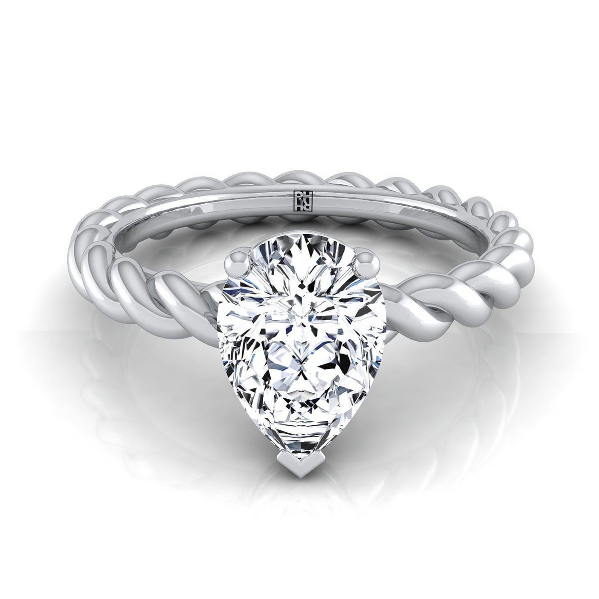 The Maggie pear engagement ring setting in Platinum | RockHer