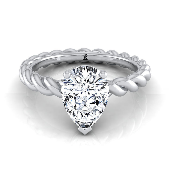 Twisted Rope Braid Solitaire Pear Shape, in Platinum | RockHer
