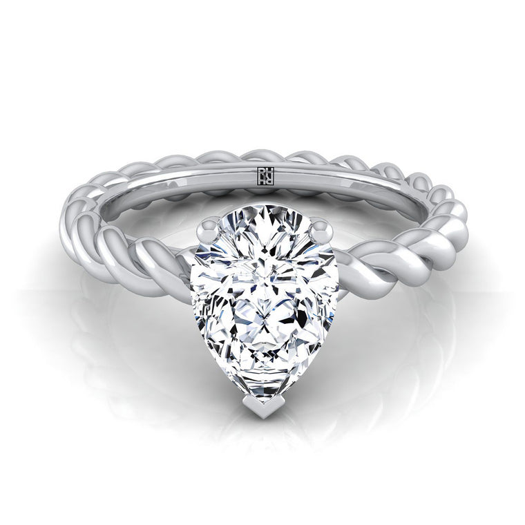 The Maggie Twisted Rope Solitaire Pear Engagement Ring Setting in Platinum