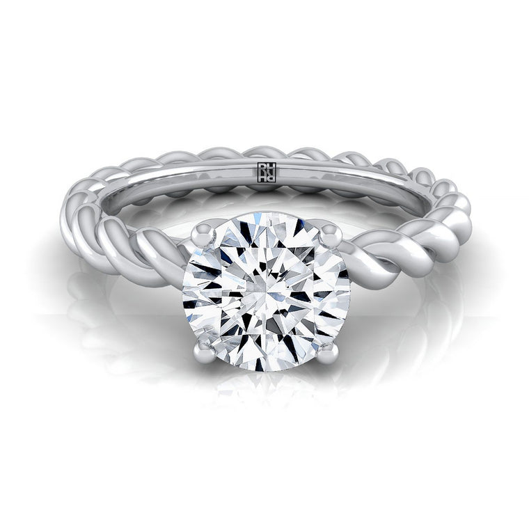 The Maggie Select Twisted Rope Solitaire Round Lab Diamond Engagement Ring in 18K White Gold
