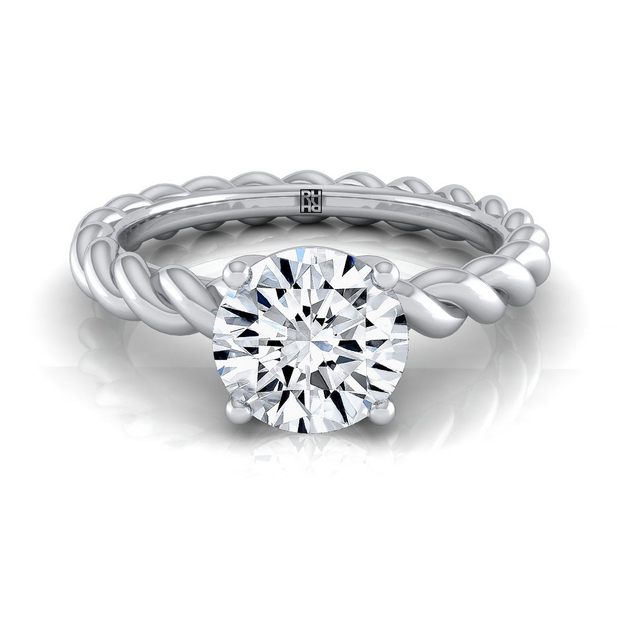 The Maggie round engagement ring setting in 18K White Gold | RockHer