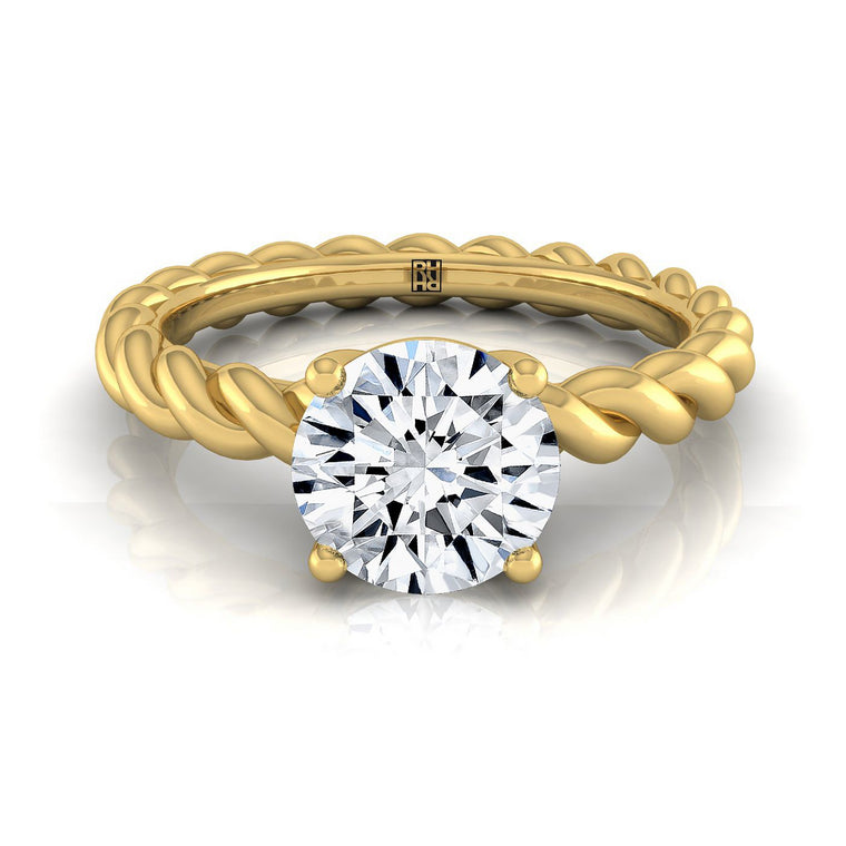 The Maggie Twisted Rope Solitaire Round Engagement Ring Setting in 18K Yellow Gold