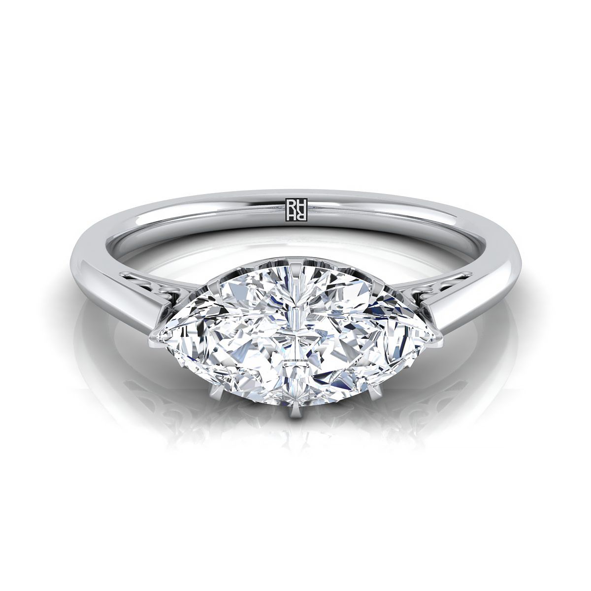 The Natalia marquise engagement ring setting in Platinum | RockHer