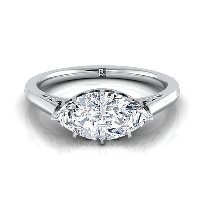 Antique Scroll Gallery East-West Solitaire Marquise, in Platinum | RockHer