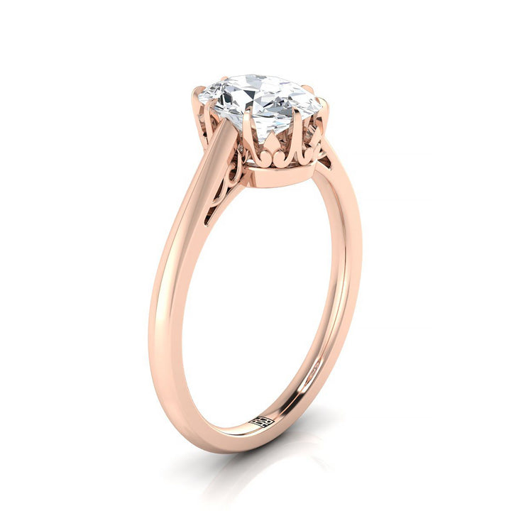 The Natalia Select Vintage Scroll Solitaire Engagement Ring with Lab Diamond in 14K Rose Gold - view 2