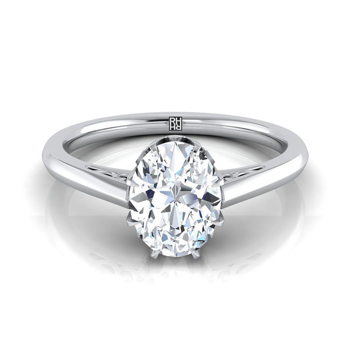 The Natalia Select Vintage Scroll Solitaire Engagement Ring with Lab Diamond in 18K White Gold - view 1
