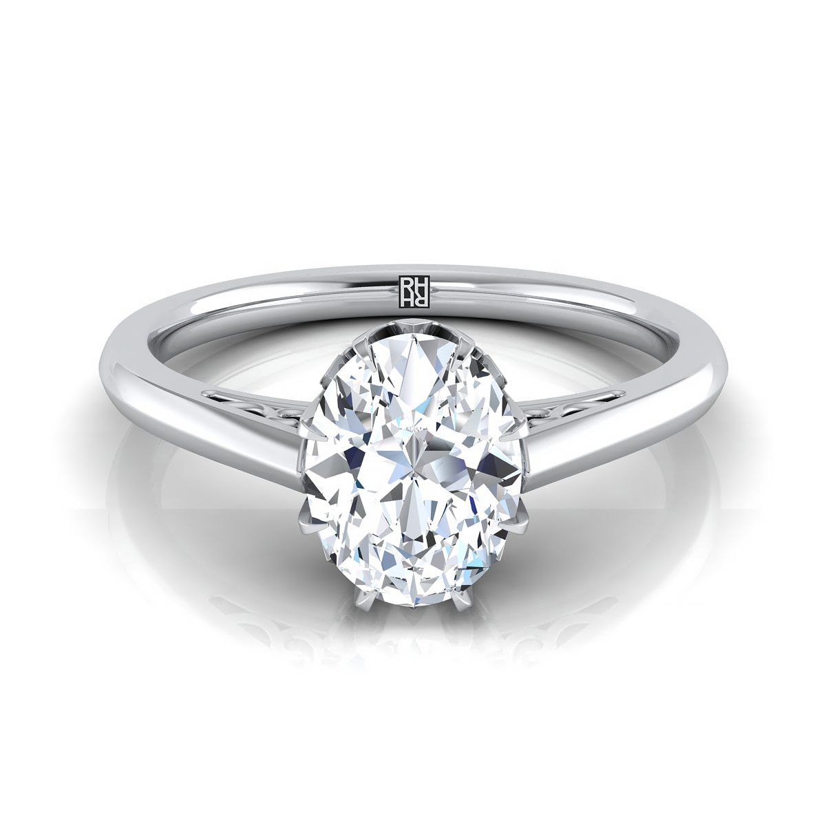 The Natalia oval engagement ring setting in Platinum | RockHer