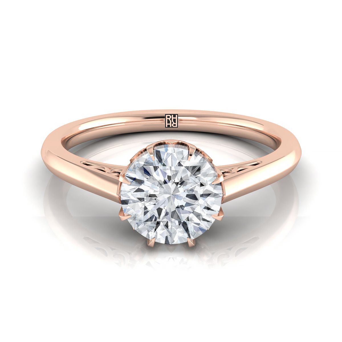 The Natalia round engagement ring setting in 14K Rose Gold | RockHer