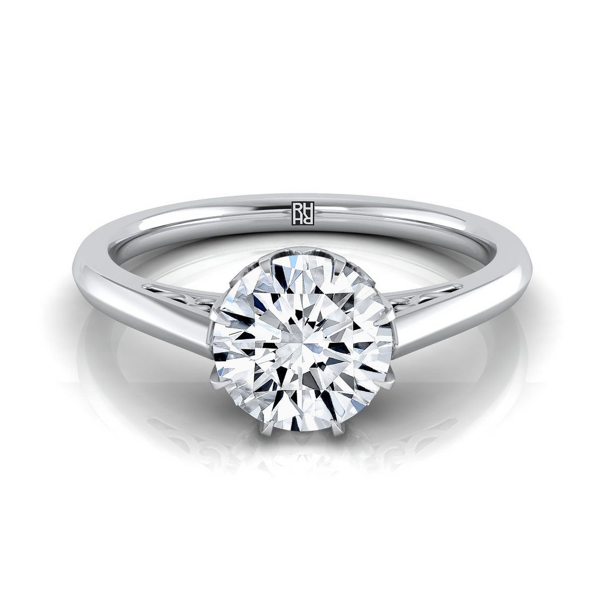 The Natalia round engagement ring setting in 18K White Gold | RockHer