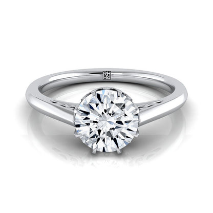 The Natalia Select Vintage Scroll Solitaire Engagement Ring with Lab Diamond in 18K White Gold - view 1