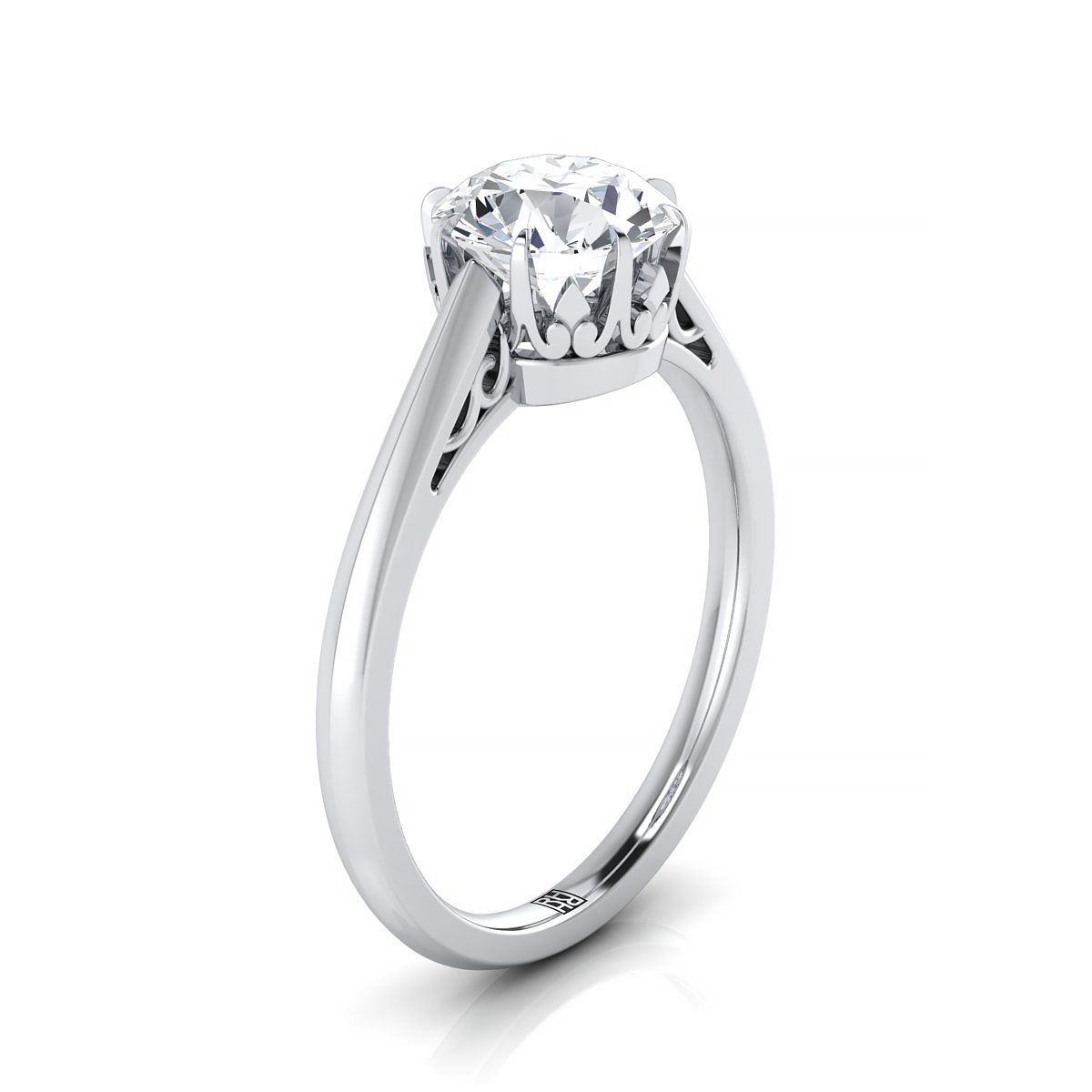 Select Vintage Scroll Solitaire styling on The Natalia round engagement ring setting | RockHer