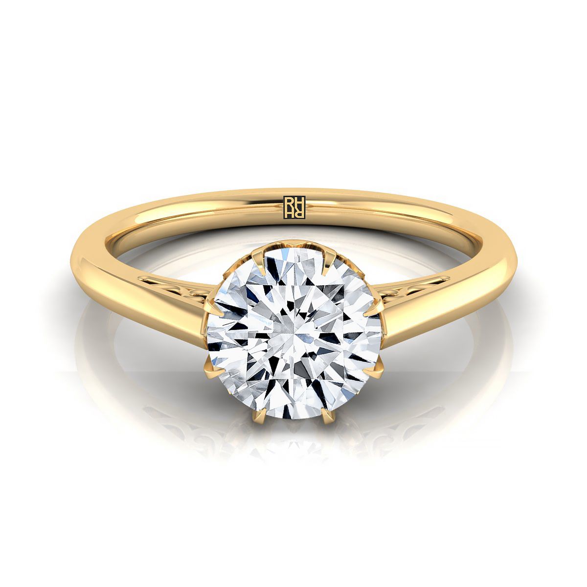 The Natalia round engagement ring setting in 18K Yellow Gold | RockHer