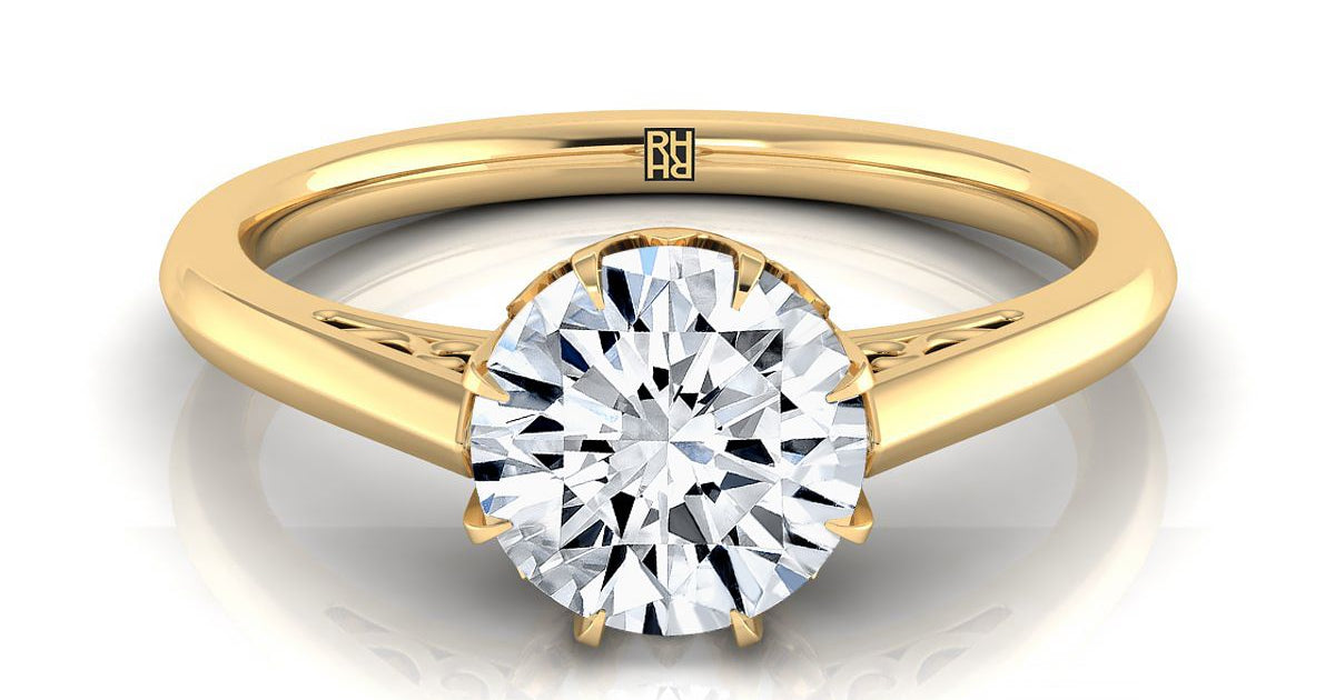 Natalia Solitaire Setting, 18K Yellow Gold | RockHer