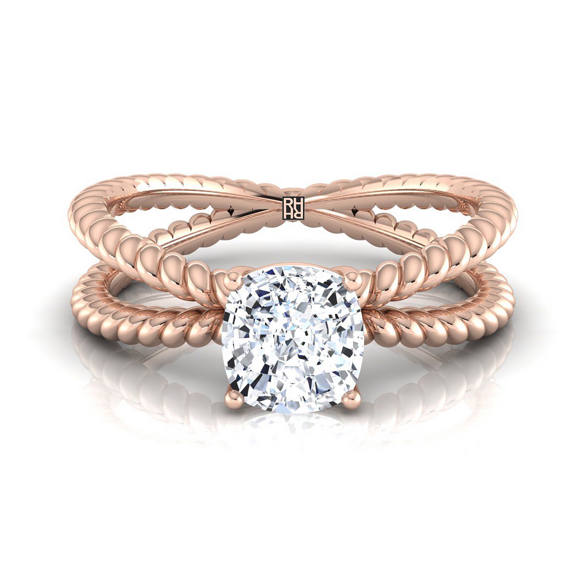 The Nona cushion engagement ring setting in 14K Rose Gold | RockHer
